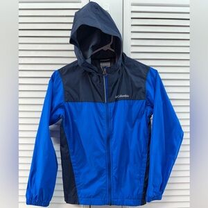 Columbia size M 10/12 Royal Blue and Navy Hooded rain Jacket